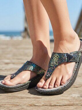 Alegria Carina Leather Thong Sandals Tectonic 5.5 EUC